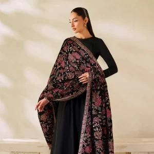 ZARIF ZARIF Velvet Shawl - 03 ZARIF Raw Silk 3pc unstitched ZRF-VS-03 Raw Silk with Velvet Shawl 3pc unstitched Color Type: BLACK